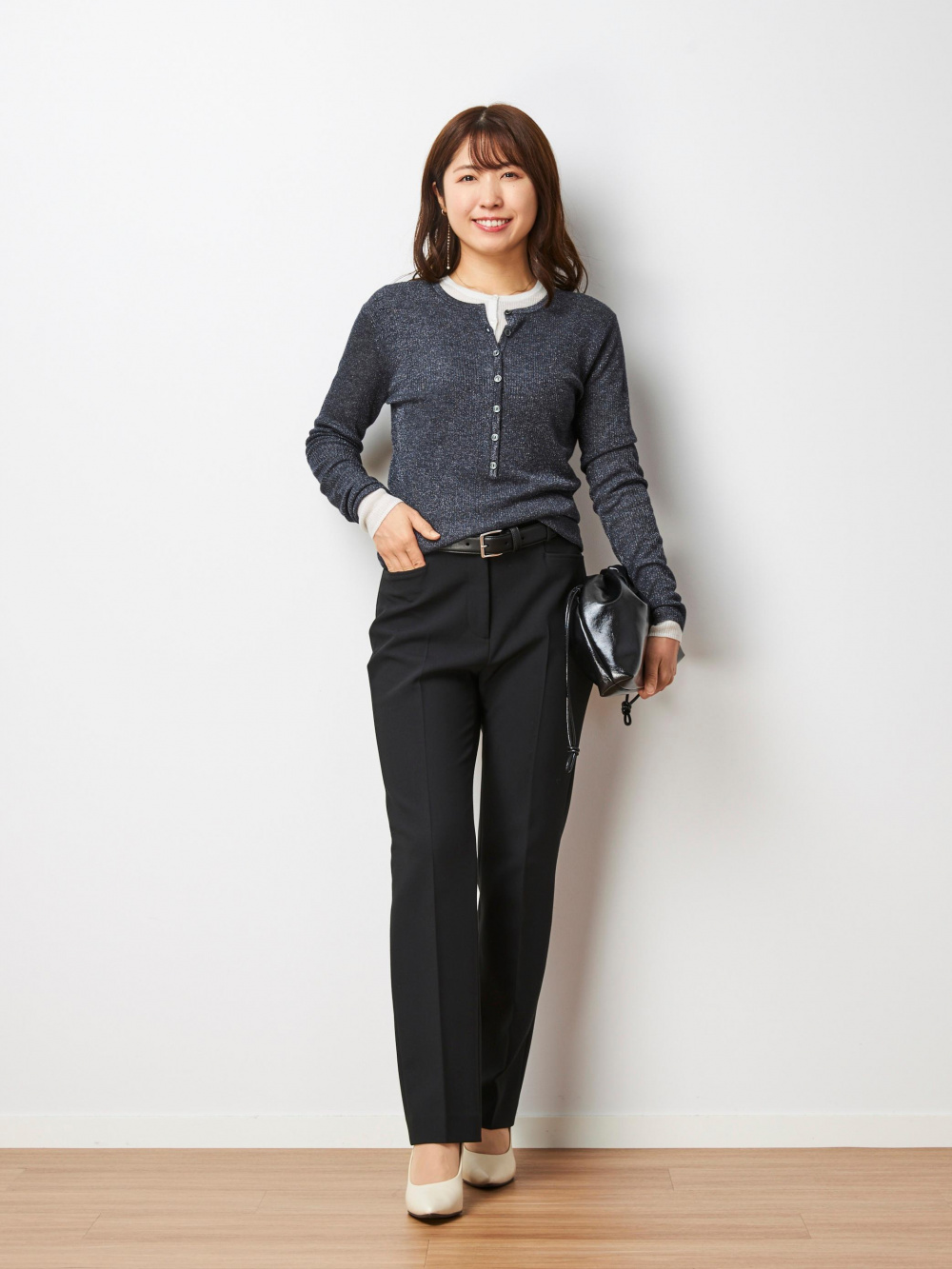 2024年モデル ウールモッサノーカラーハーフコート、トリアセブレンド