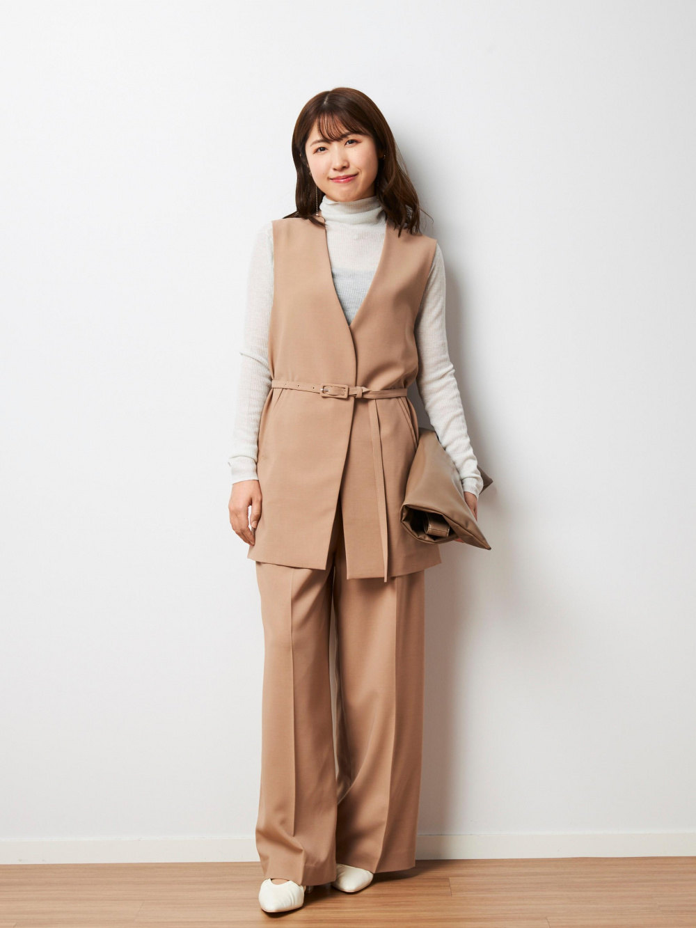 PLST ストレッチツイルベルテッドジレ　M PLST(プラステ)公式 | ストレッチツイルベルテッドジレ