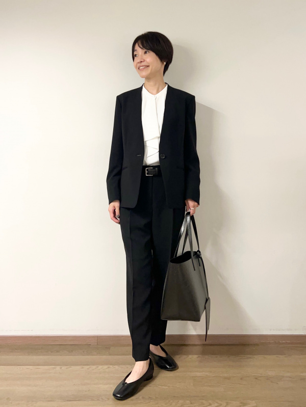 プラステ　トリアセブレンドカラーレスジャケット/テーパードパンツ　ダークブラウン プラステ トリアセブレンドカラーレスジャケット/テーパードパンツ