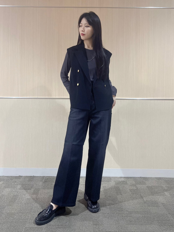 レーヨンブレンドテーラードニットベスト、レーヨンブレンドナロー