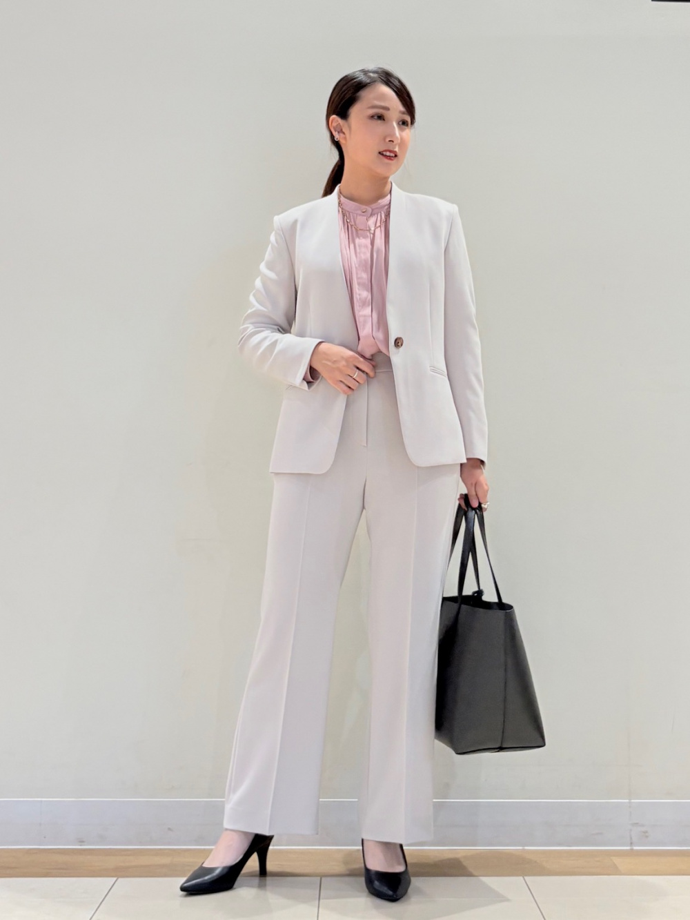 プラステ ポリエステルオックスカラーレスジャケット・パンツ