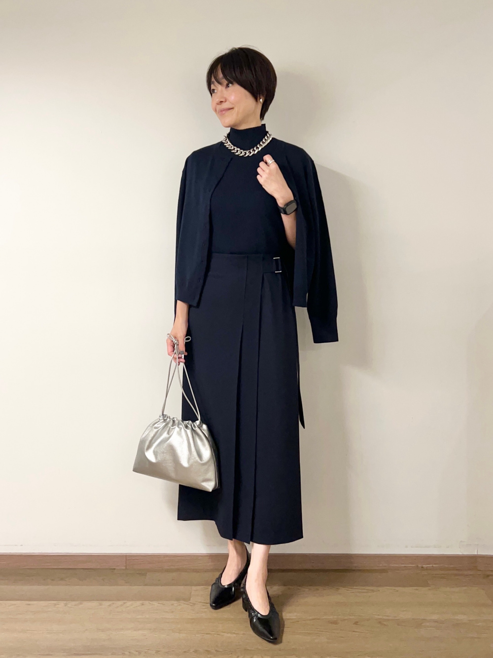 ウォームリザーブカシミヤブレンドタートルネックT、ダブルクロス