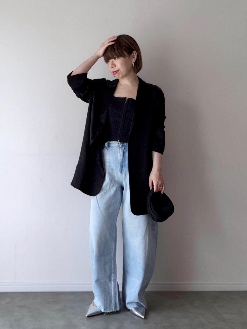 トリアセサテンノースリーブブラウス、トリアセサテンシャツジャケット