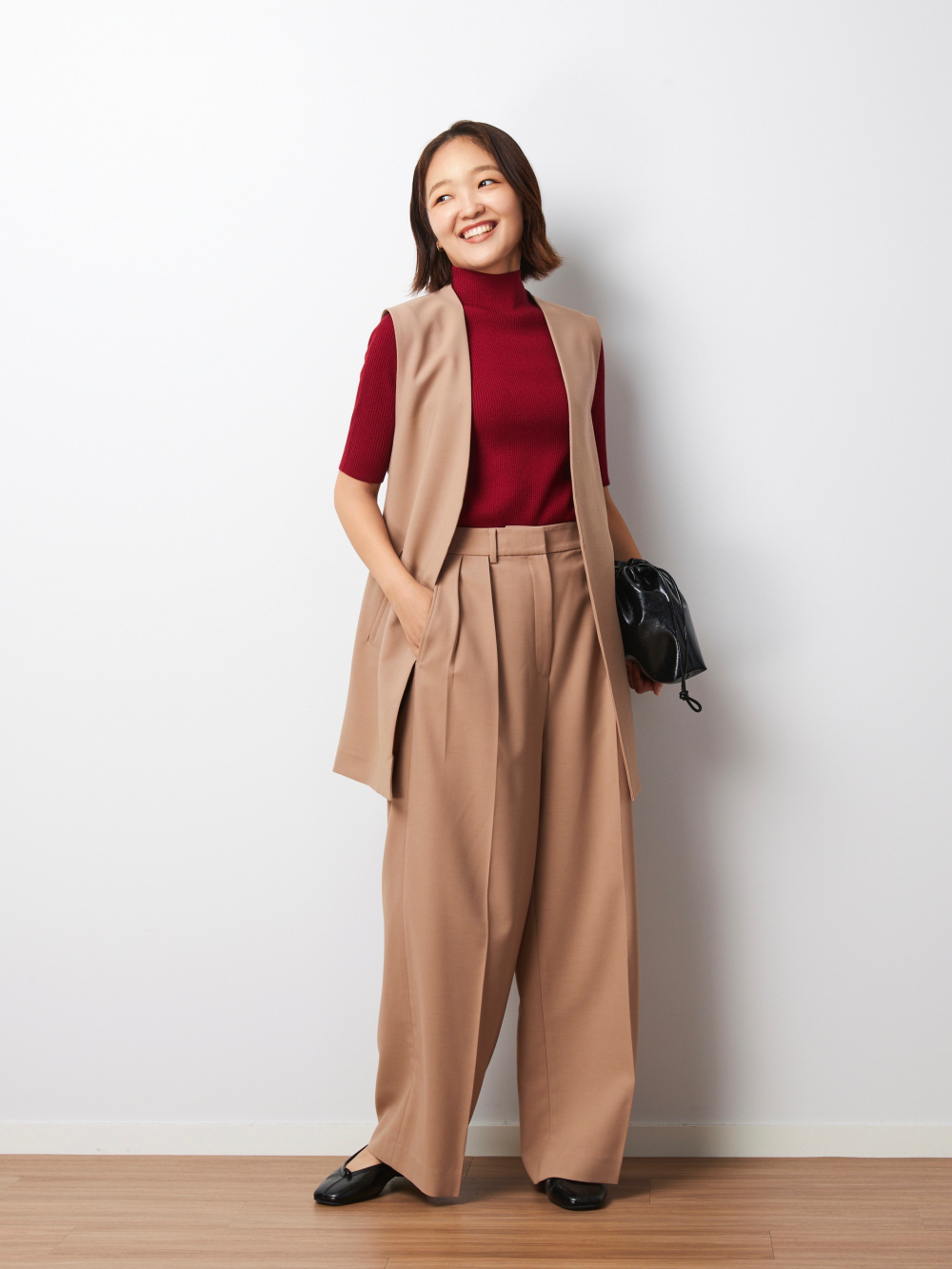 PLST ストレッチツイルベルテッドジレ　M PLST(プラステ)公式 | ストレッチツイルベルテッドジレ