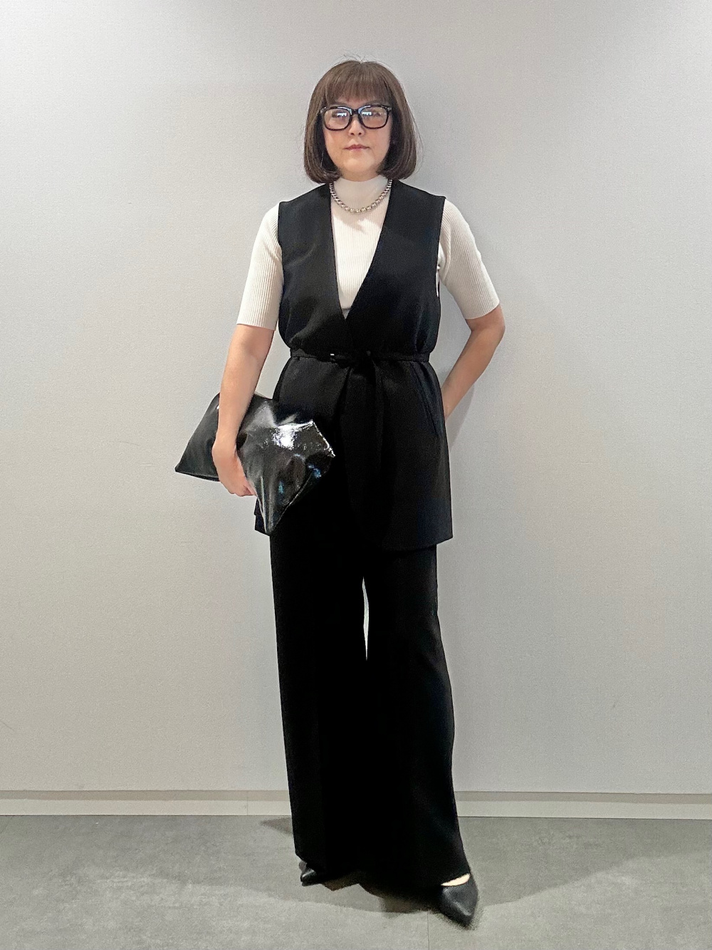 ストレッチツイルベルテッドジレ」の着用コーディネート| プラステ