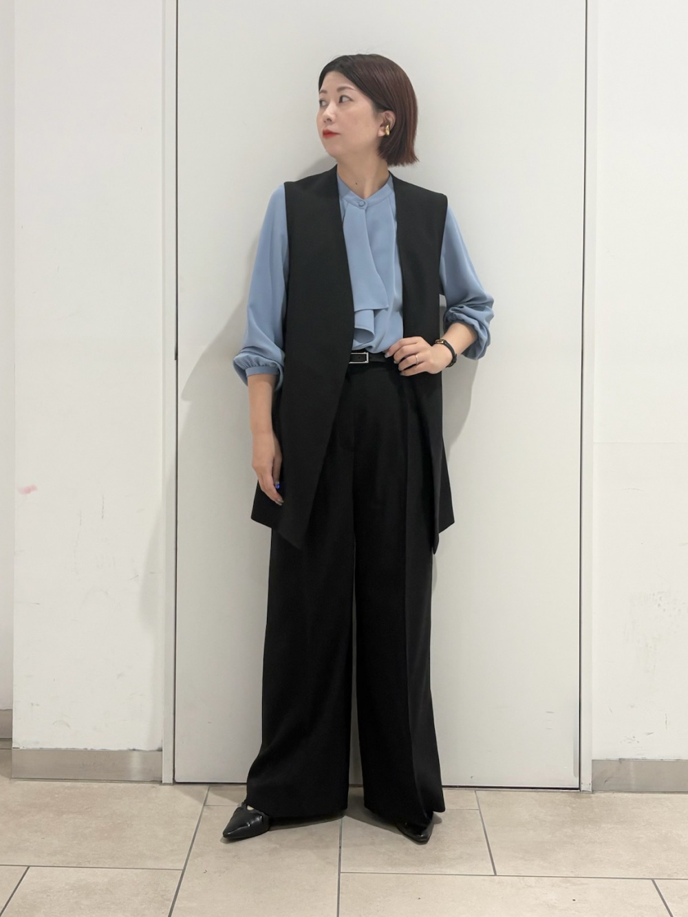 ストレッチツイルベルテッドジレ」の着用コーディネート| プラステ