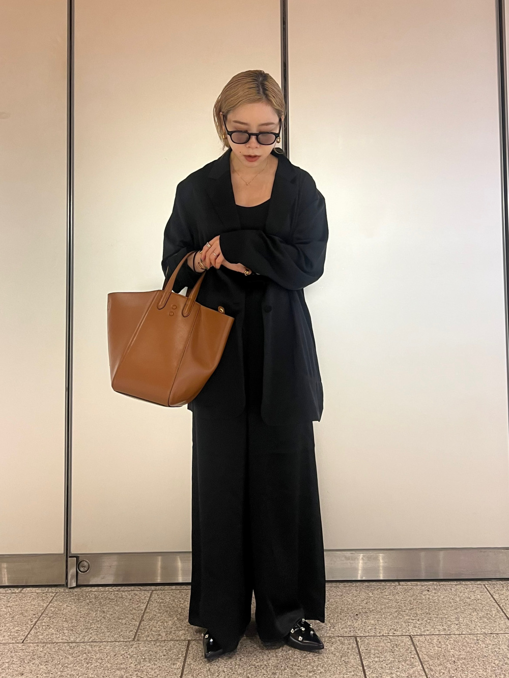 トリアセサテンフルレングスイージーパンツ、トリアセサテン