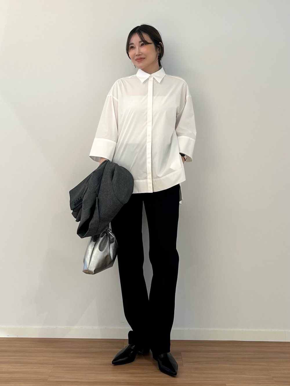 コットンブレンドハーフスリーブシャツ」の着用コーディネート| プラステ