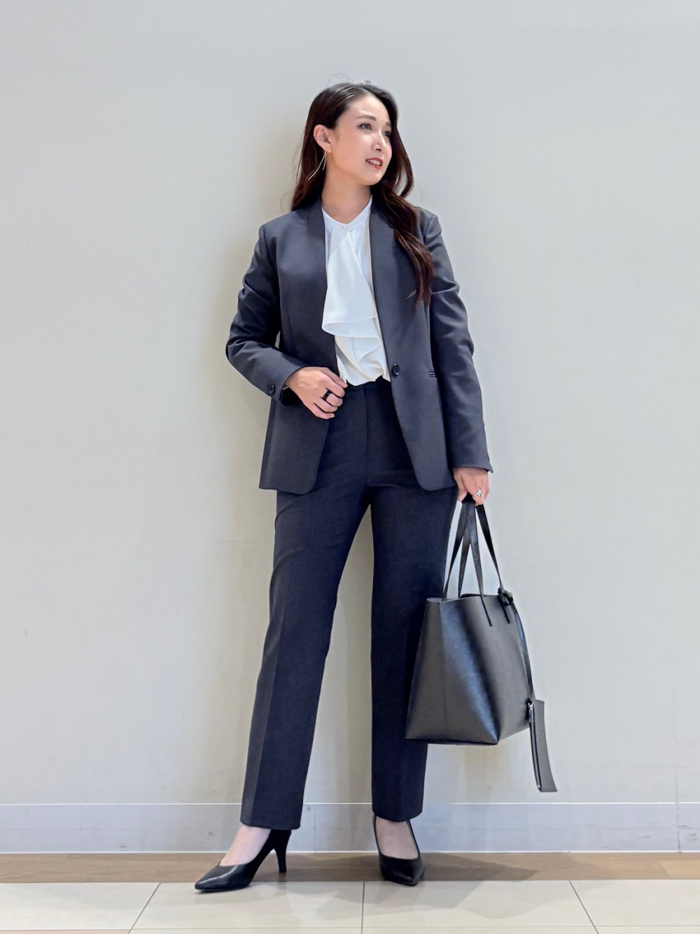 プラステ　トリアセブレンドカラーレスジャケット/テーパードパンツ　ダークブラウン トリアセブレンドカラーレスジャケット、トリアセブレンド