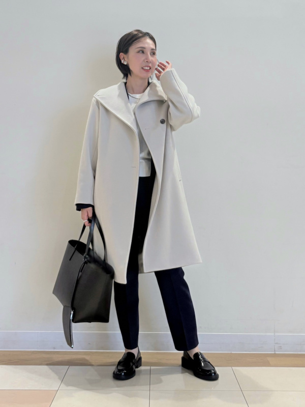 美品☆ウールモッサ2WAYスタンドカラーコート 124409003プラステ☆黒 PLST(プラステ)公式 | ウールモッサ2WAYスタンドカラーコート