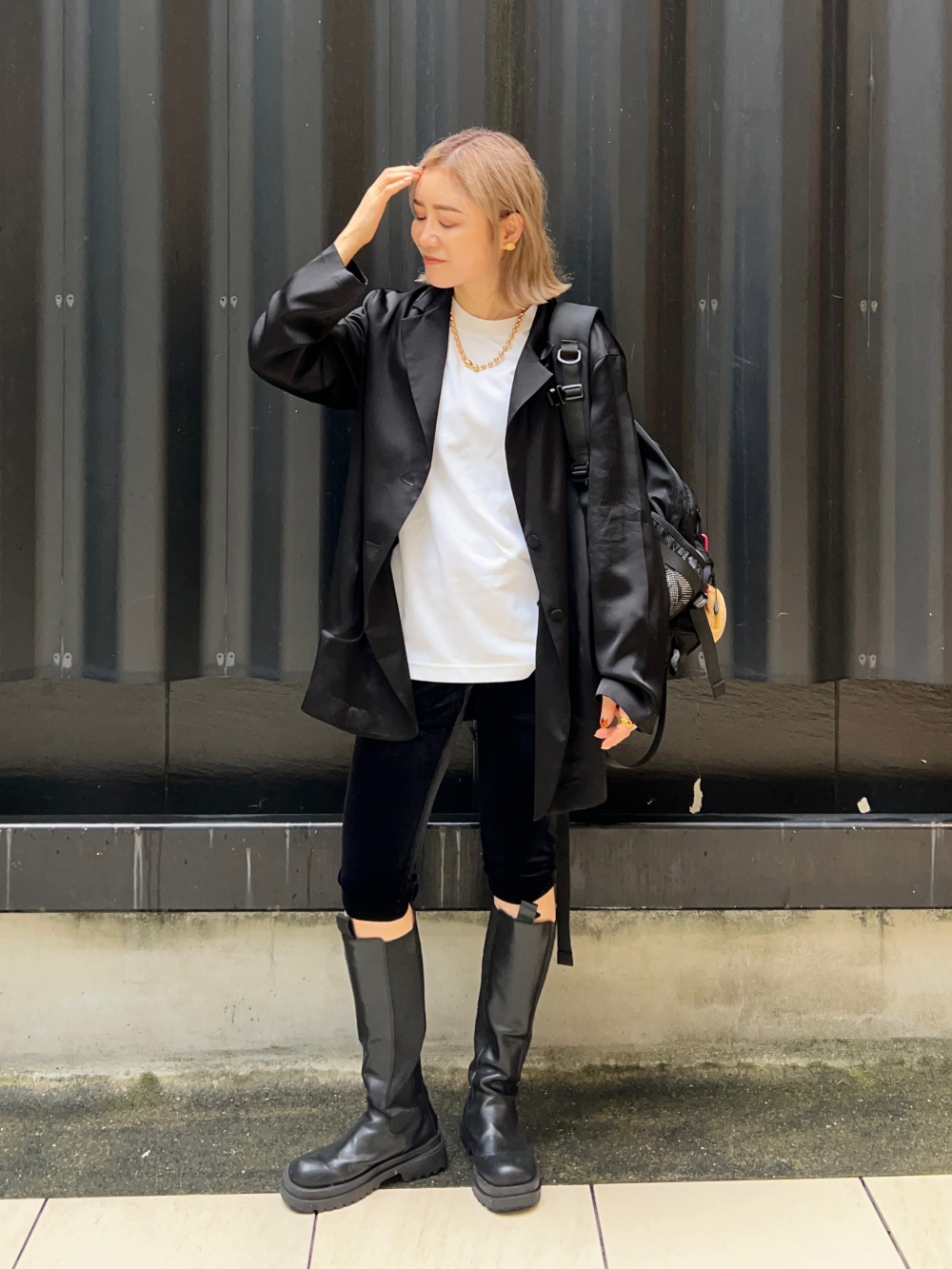 トリアセサテンフルレングスイージーパンツ、トリアセサテン