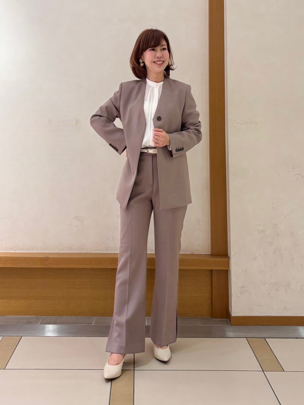 【PLST】プレミアムオックス　パンツスーツ　ダブルジャケット　セットアップ　L PLST(プラステ)公式 | プレミアムオックスダブルジャケット