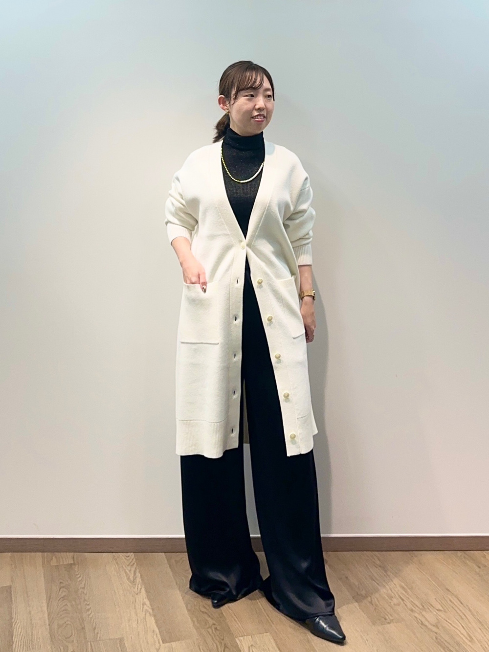 ストレッチツイルベルテッドジレ、トリアセサテンフルレングスイージー