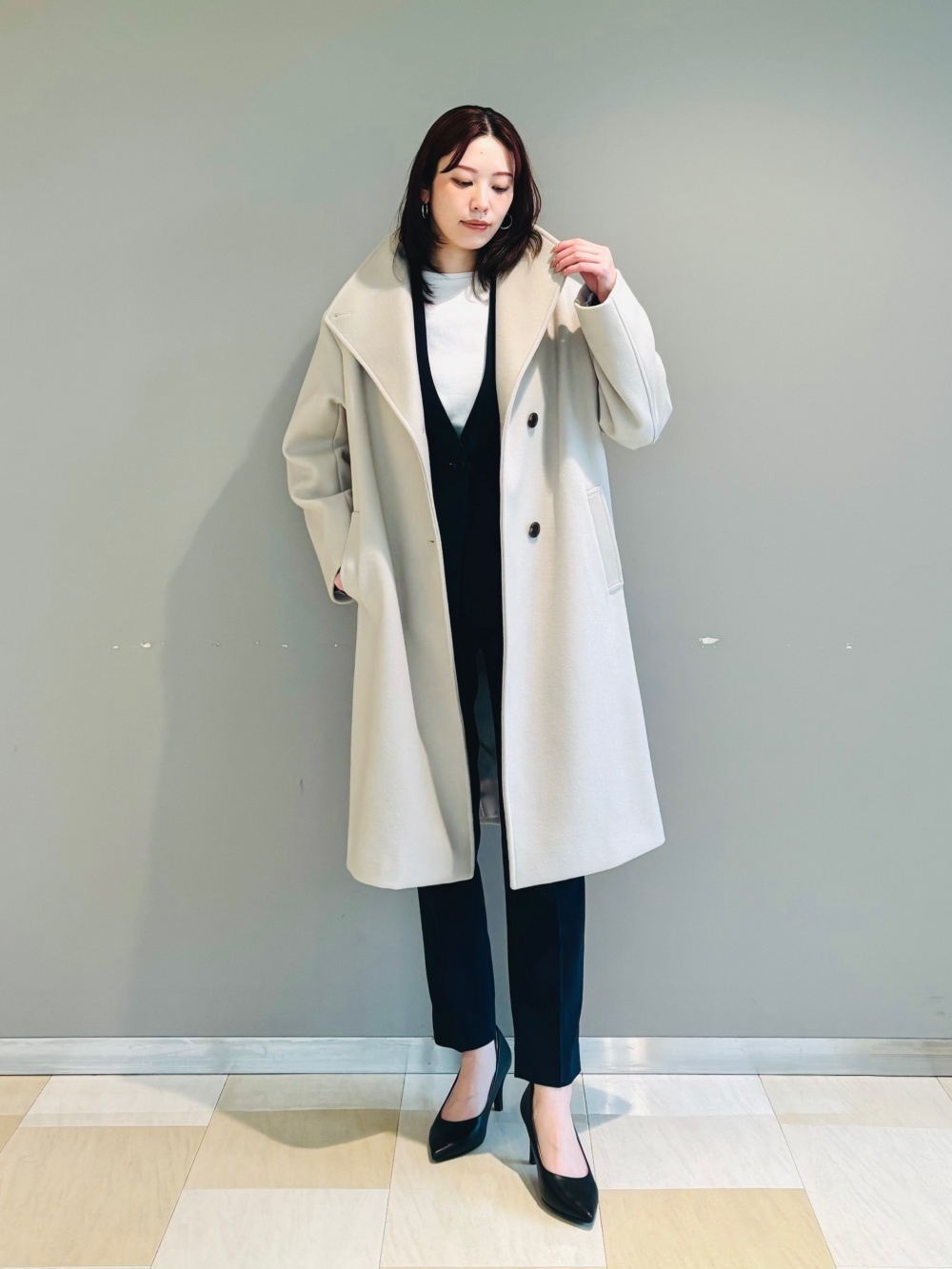 トリアセブレンドカラーレスジャケット、ウールモッサ2WAYスタンド