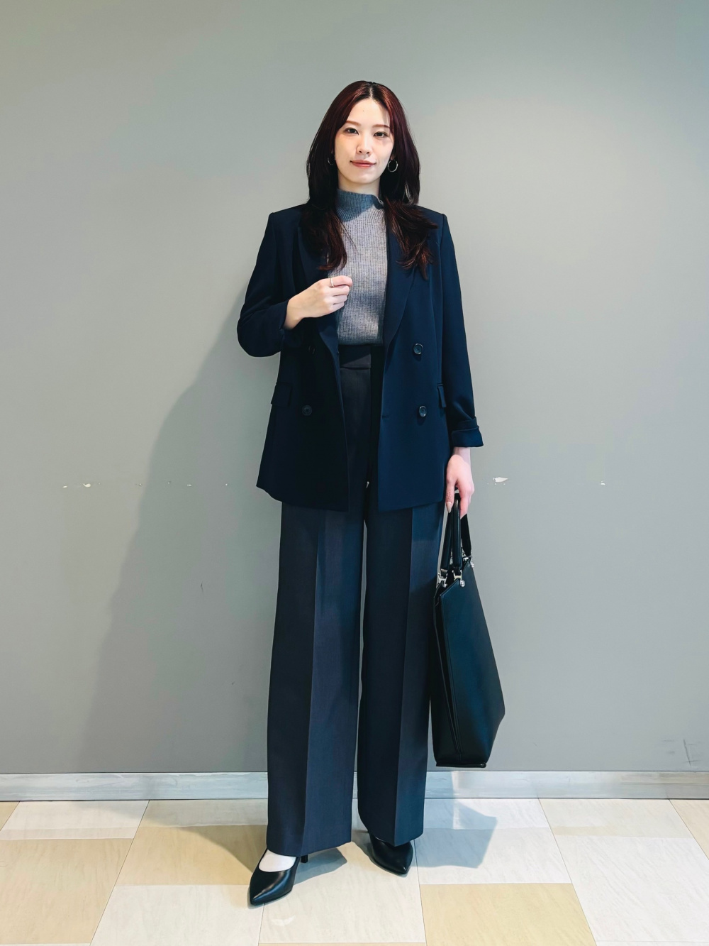 トリアセブレンドダブルジャケット、トリアセブレンドテーパードパンツ