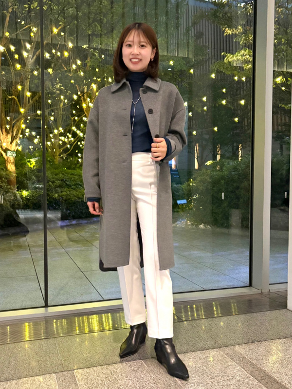 ウールブレンドリバーシャツコート（レディース）の着用コーディネート