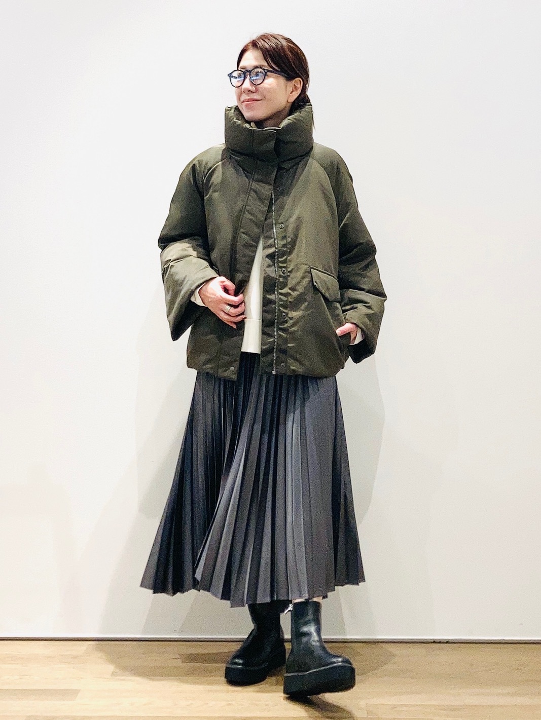 短丈コートのコーデ