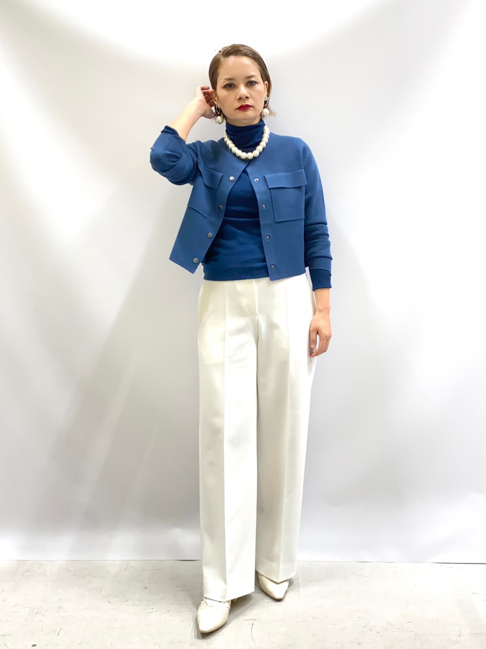 ウールブレンドオーバーサイズジャケット、ワイドパンツ（ウォーム