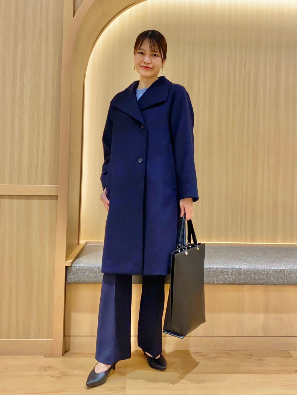 フェイクパールペプラムブラウスセットアップ、PLUS STYLEパンプス