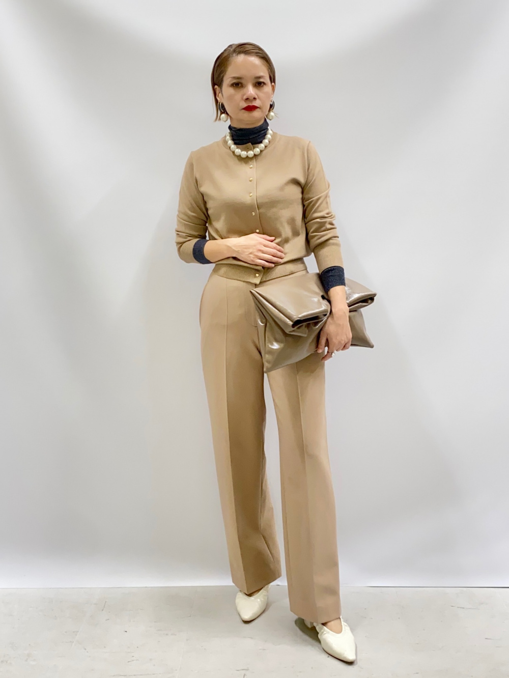 ウォームリザーブカラーレスジャケット、ワイドパンツ（ウォーム