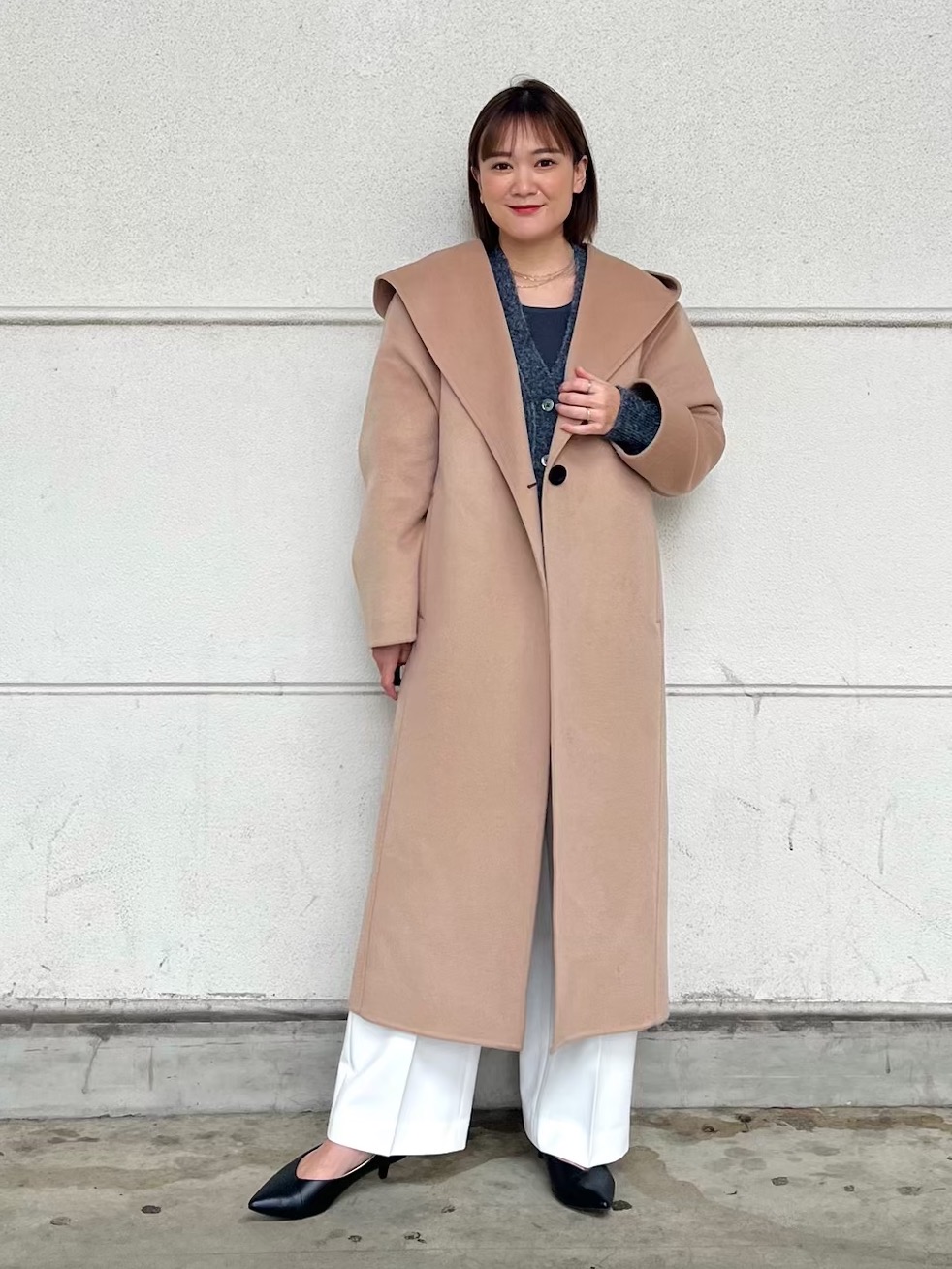 トリアセブレンドペプラムジレ、パールビーズリブニットプルオーバー