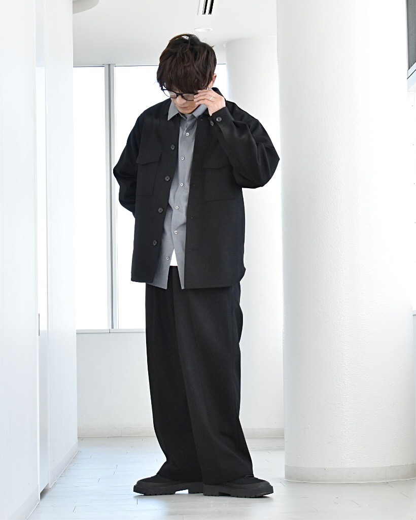 テックストレッチダブルブレストジャケット、ウォッシャブルニットT