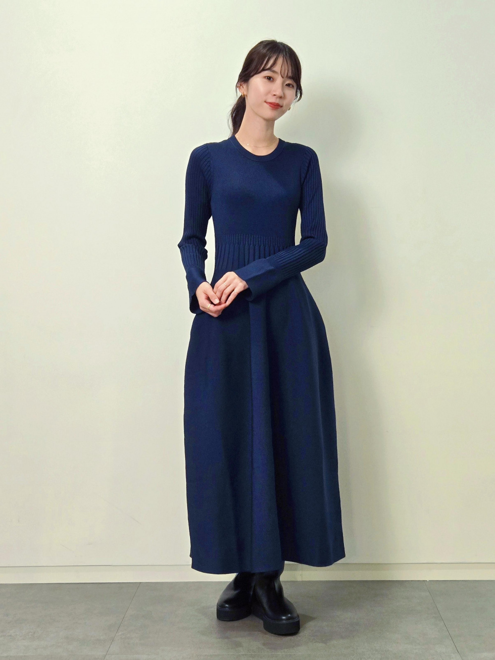 プラステ　HARUNOBUMURATA ニットフレアワンピース ウールブレンドオーバーサイズジャケット、ニットフレアワンピース」の