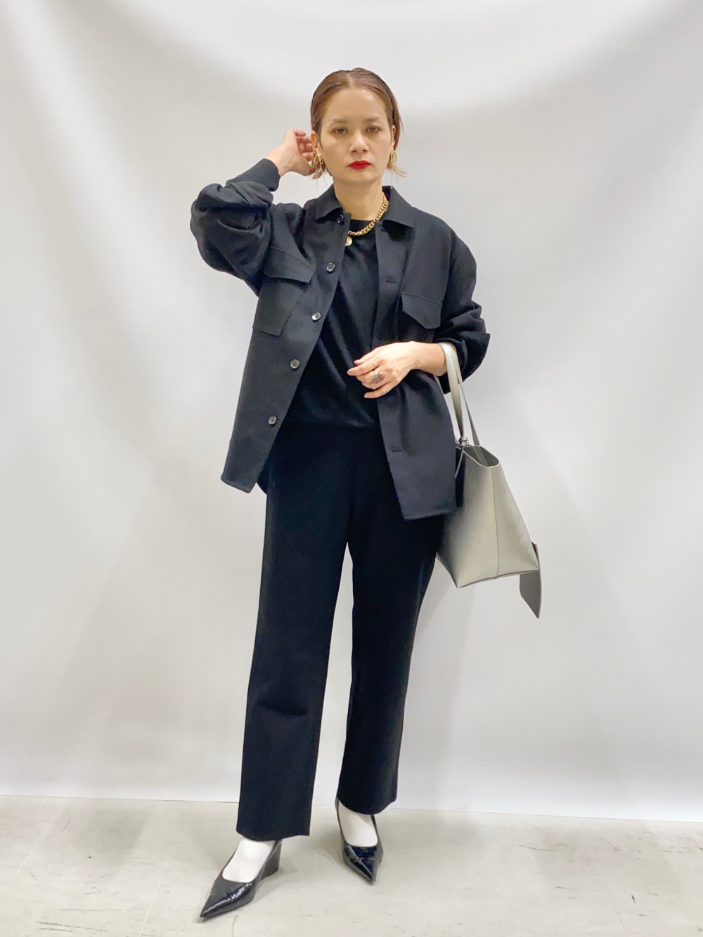 トリアセブレンドペプラムジャケット、トリアセブレンドテーパード