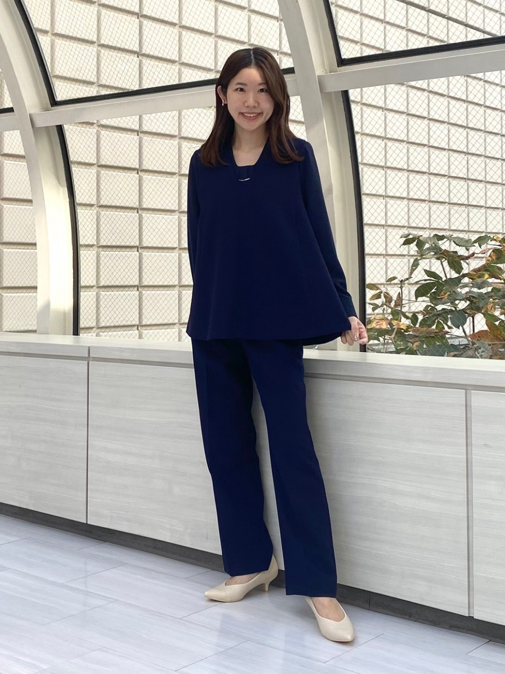 ウォームリザーブカラーレスジャケット、【丈長め】テーパードパンツ