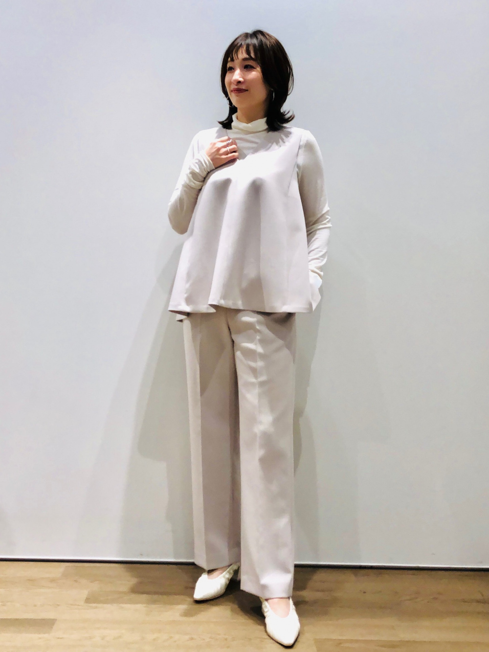 ウォームリザーブカシミヤブレンドタートルネックT、ダブルクロス