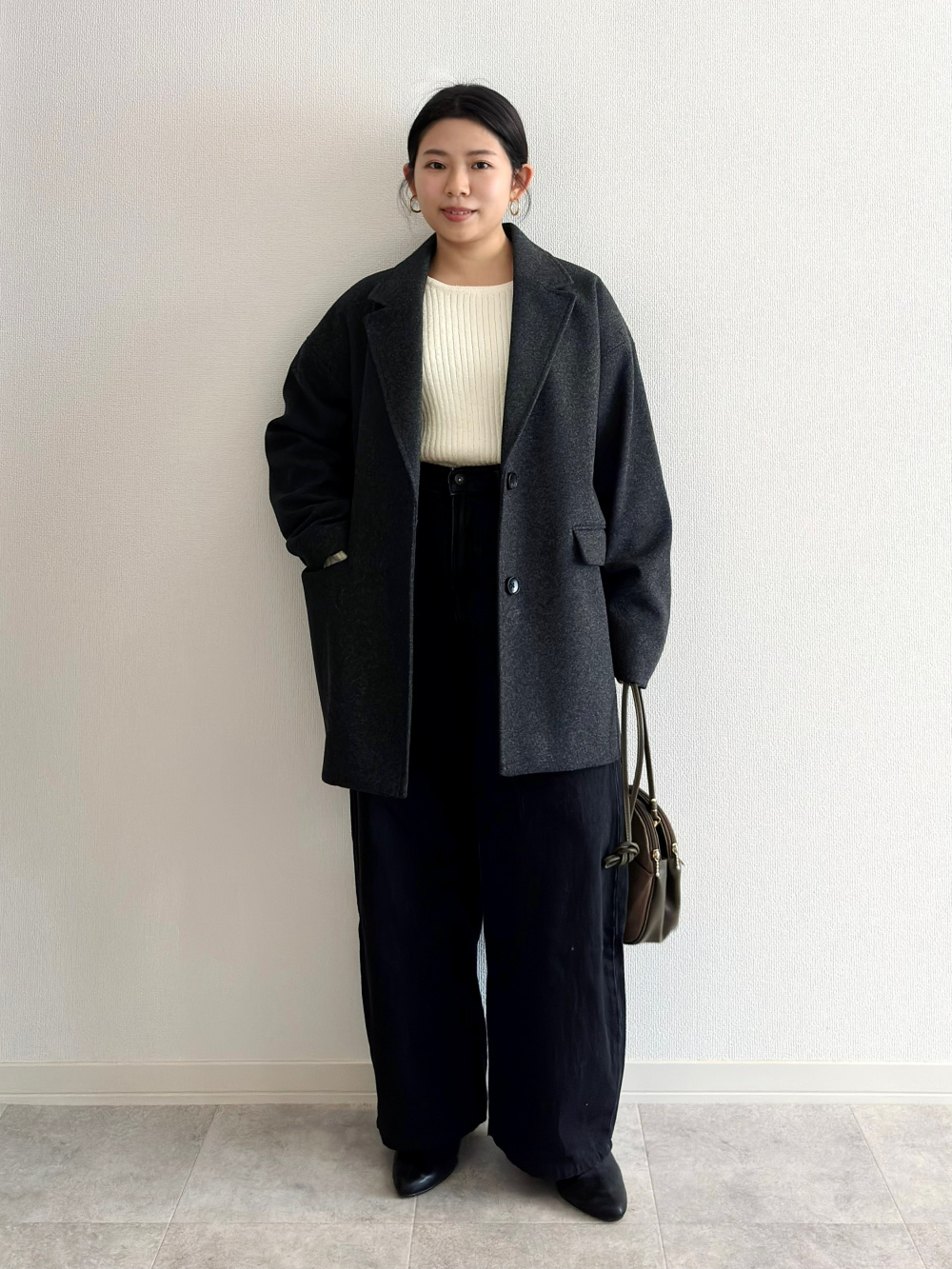 プラットフォームサイドゴアブーツ、ウールブレンドリラクシーダブル