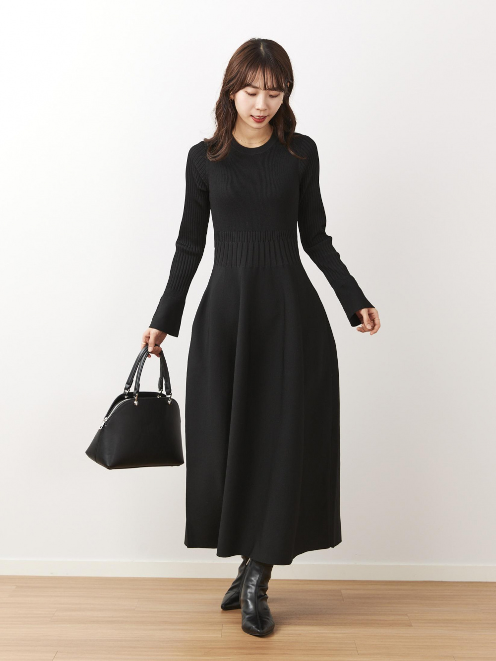 プラステ　HARUNOBUMURATA ニットフレアワンピース ウールブレンドオーバーサイズジャケット、ニットフレアワンピース」の