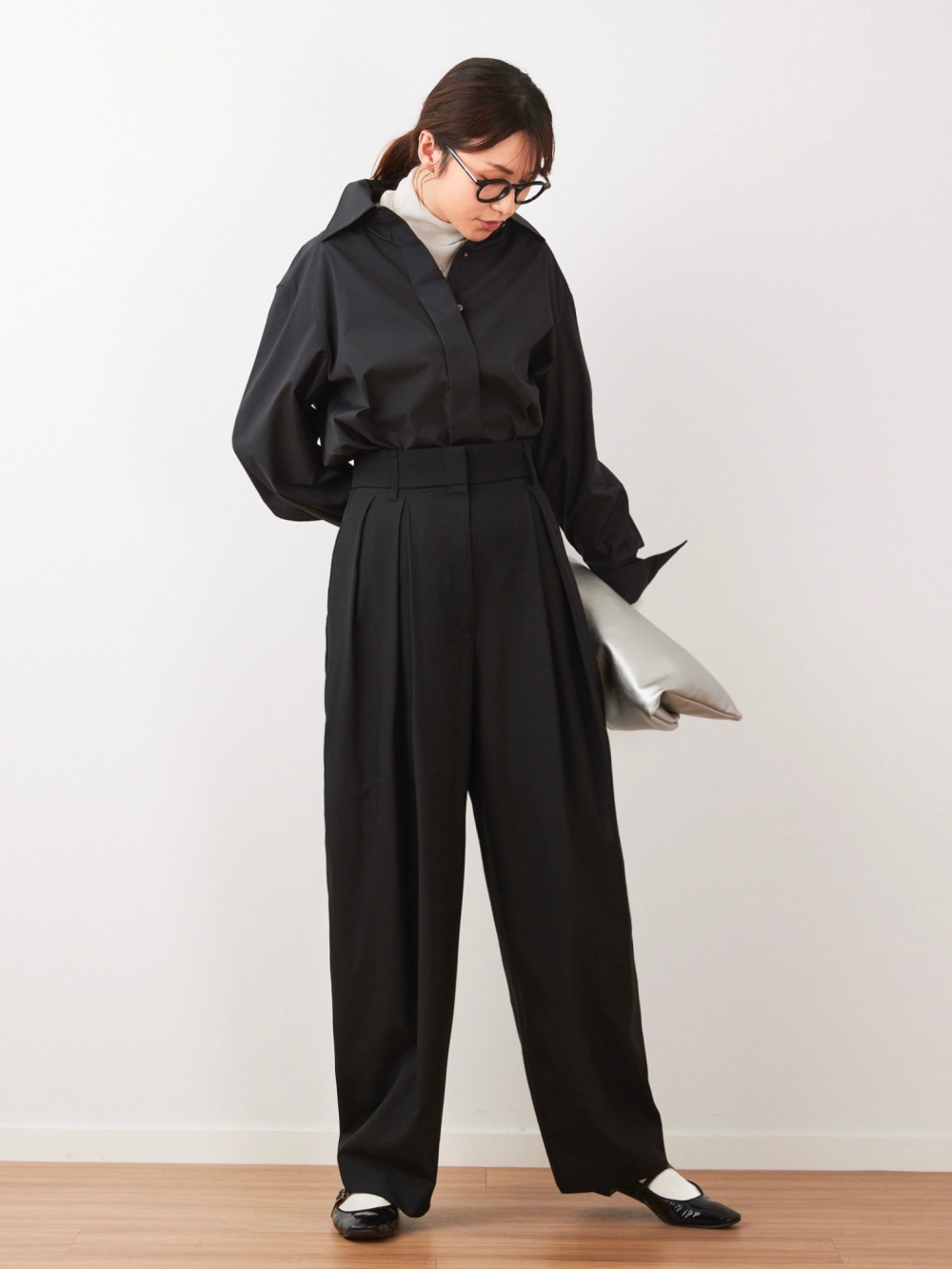 ウォームリザーブカシミヤブレンドタートルネックT、ダブルクロス