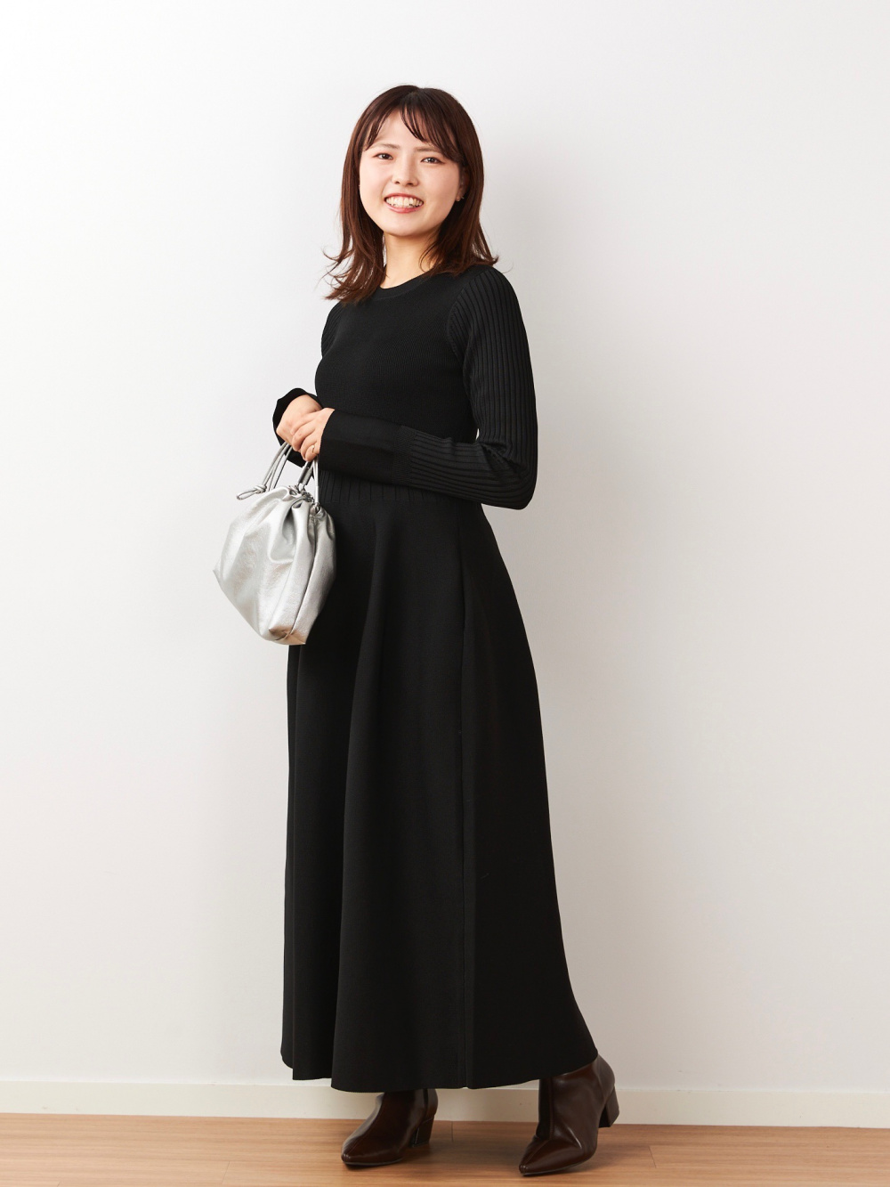 新品未開封!HARUNOBUMURATA PLST ニットフレアワンピ ブラック ウールブレンドオーバーサイズジャケット、ニットフレアワンピース」の