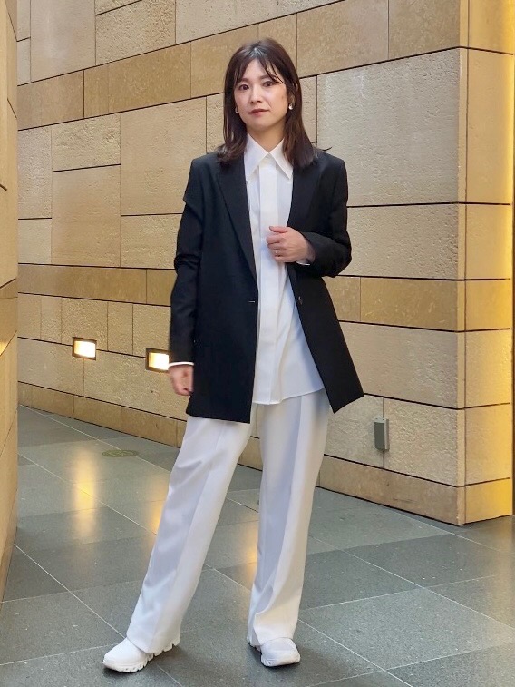 ウールブレンドオーバーサイズジャケット、ワイドパンツ（ウォーム