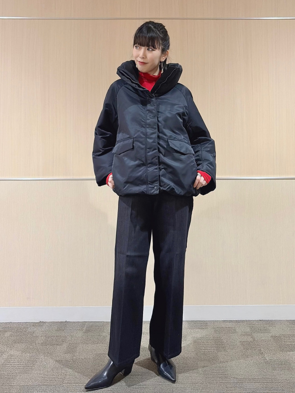 スタンドカラーパデッドブルゾン（レディース）の着用コーディネート