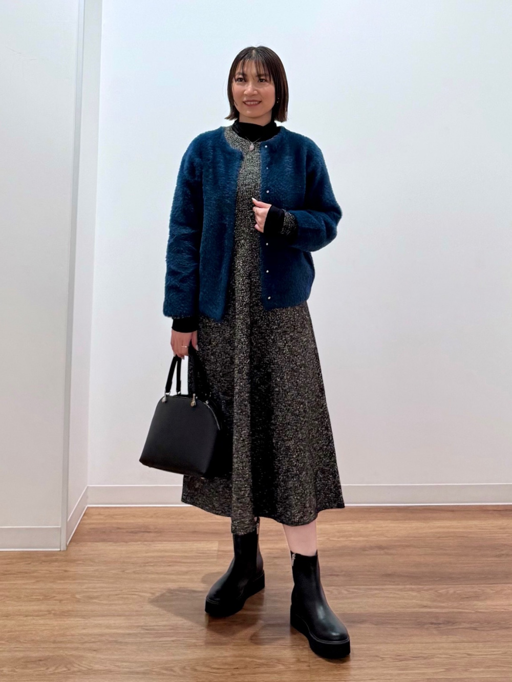 ツイードペプラムジャケット、【丈長め】ハイライズワイドジーンズ」の