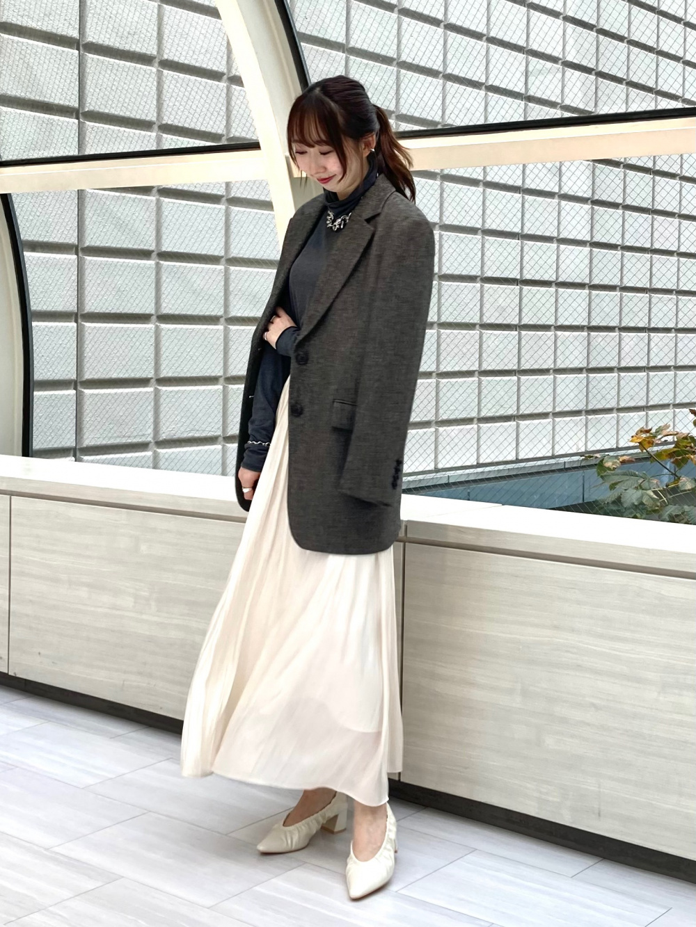 PLST ウォームリザーブ　テーラードジャケット＆パンツ ウールブレンドオーバーサイズテーラードジャケット、ワイドパンツ