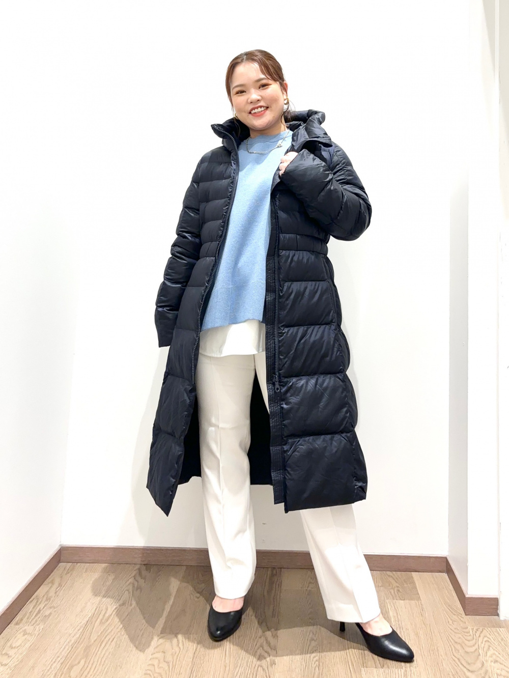 スタンドカラーパデッドブルゾン、スティックパンツ（ウォームリザーブ