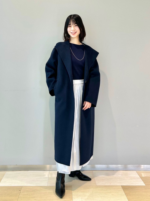 紺色コート ロングコート 40代 女性ネイビー コートレディース冬 40代