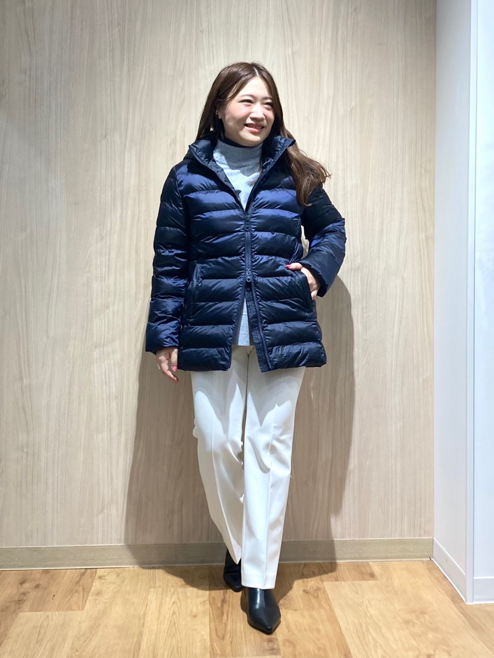 スタンドカラーパデッドブルゾン、スティックパンツ（ウォームリザーブ