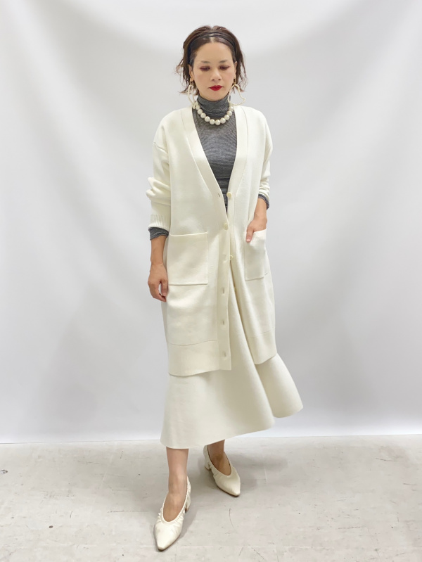 ラメシアーリブタートルネックセーター、ウールミックススムースクルー