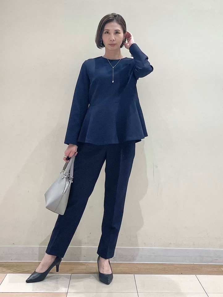 PLST　トリアセブレンドダブルジャケット　テーパードパンツ　ネイビー PLST トリアセブレンドダブルジャケット テーパードパンツ ネイビー