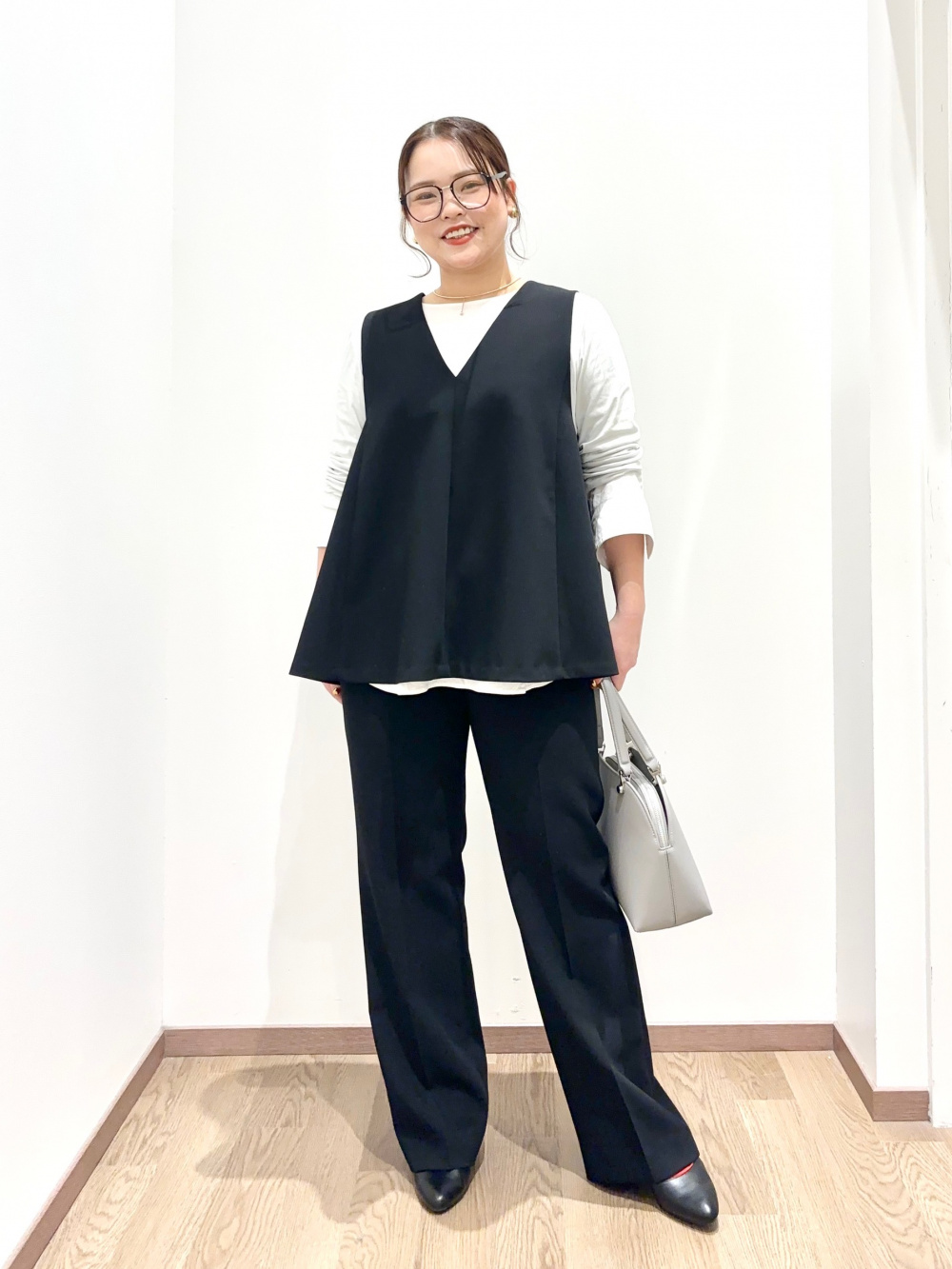 プラステ トリアセブレンド ペプラム ジャケット 黒 Mサイズ　パンツセット PLST(プラステ)公式 | 2025年モデル トリアセブレンドペプラムジャケット