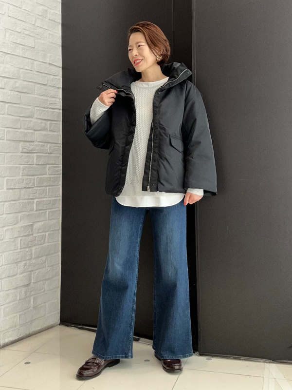 スタンドカラーパデッドブルゾン（レディース）の着用コーディネート
