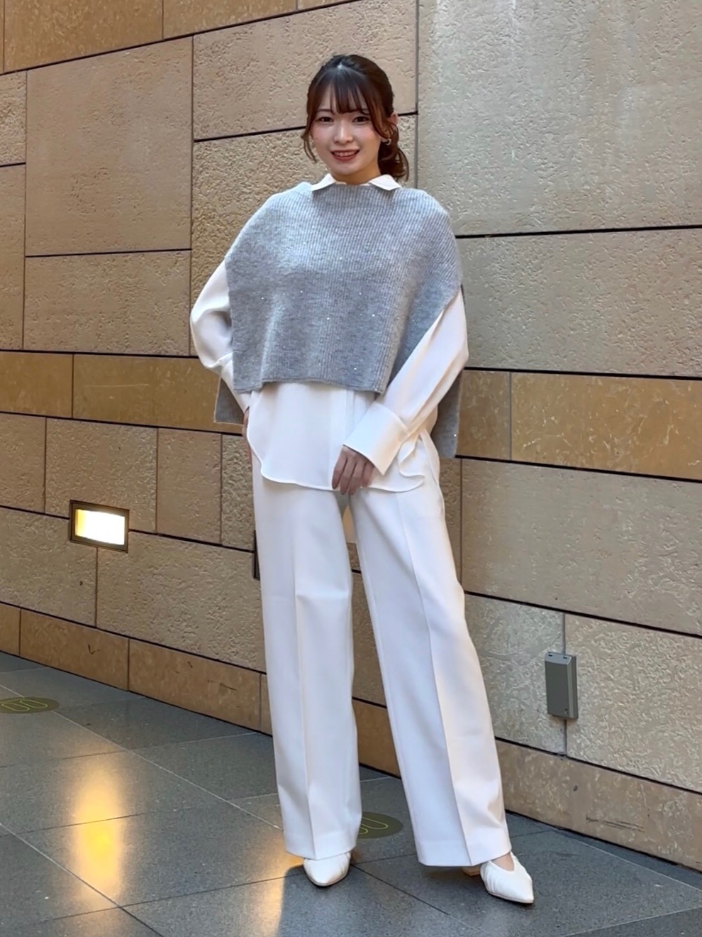 ウールブレンドオーバーサイズジャケット、ワイドパンツ（ウォーム