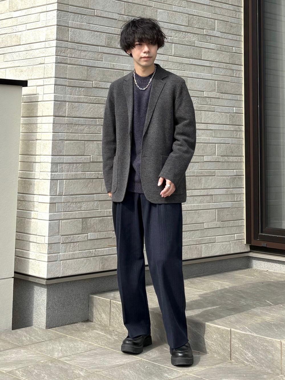 プレシャスニットメルトンダブルブレストジャケット、プレシャスニット