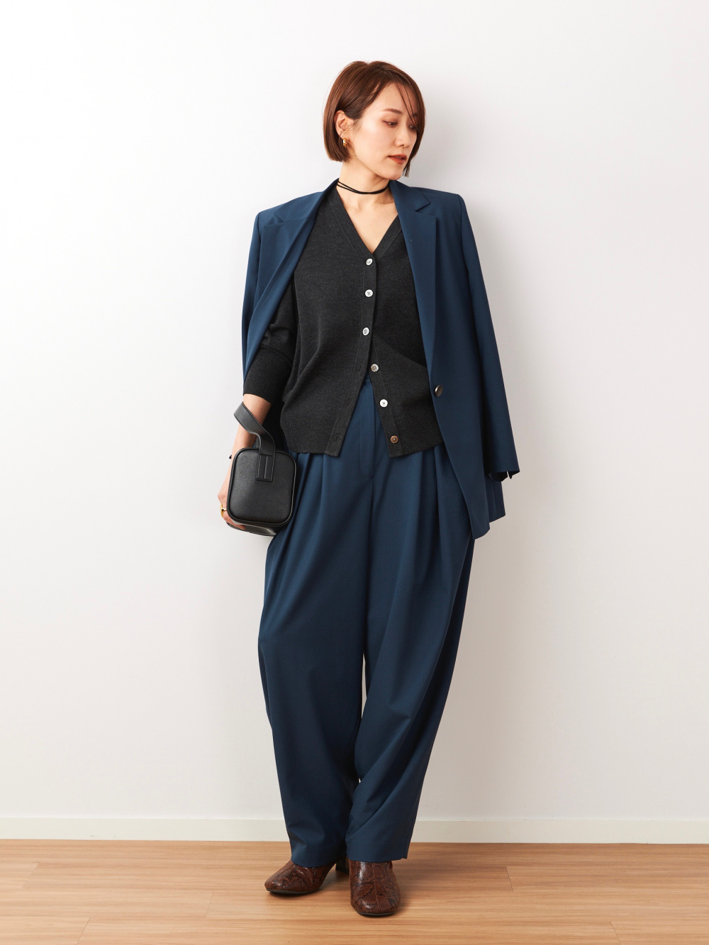 トリアセブレンドカラーレスジャケット、トリアセブレンドテーパード