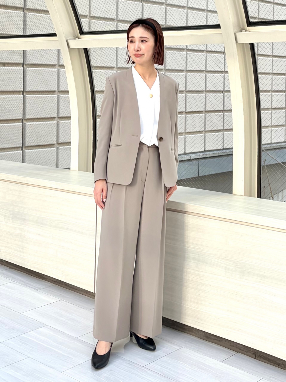 トリアセブレンドカラーレスジャケット、トリアセブレンドテーパード