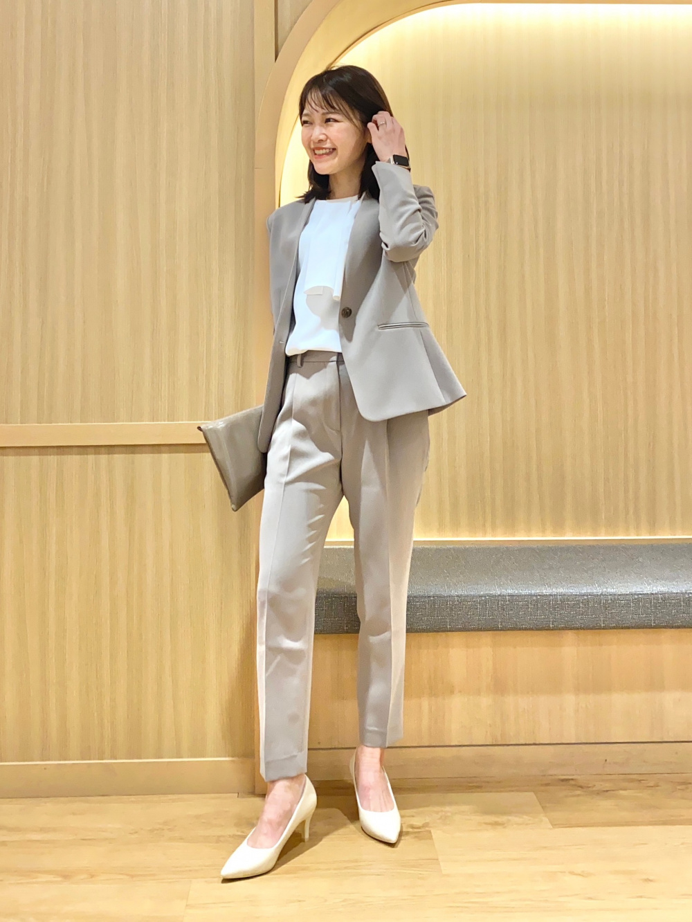 トリアセブレンドカラーレスジャケット、トリアセブレンドテーパード